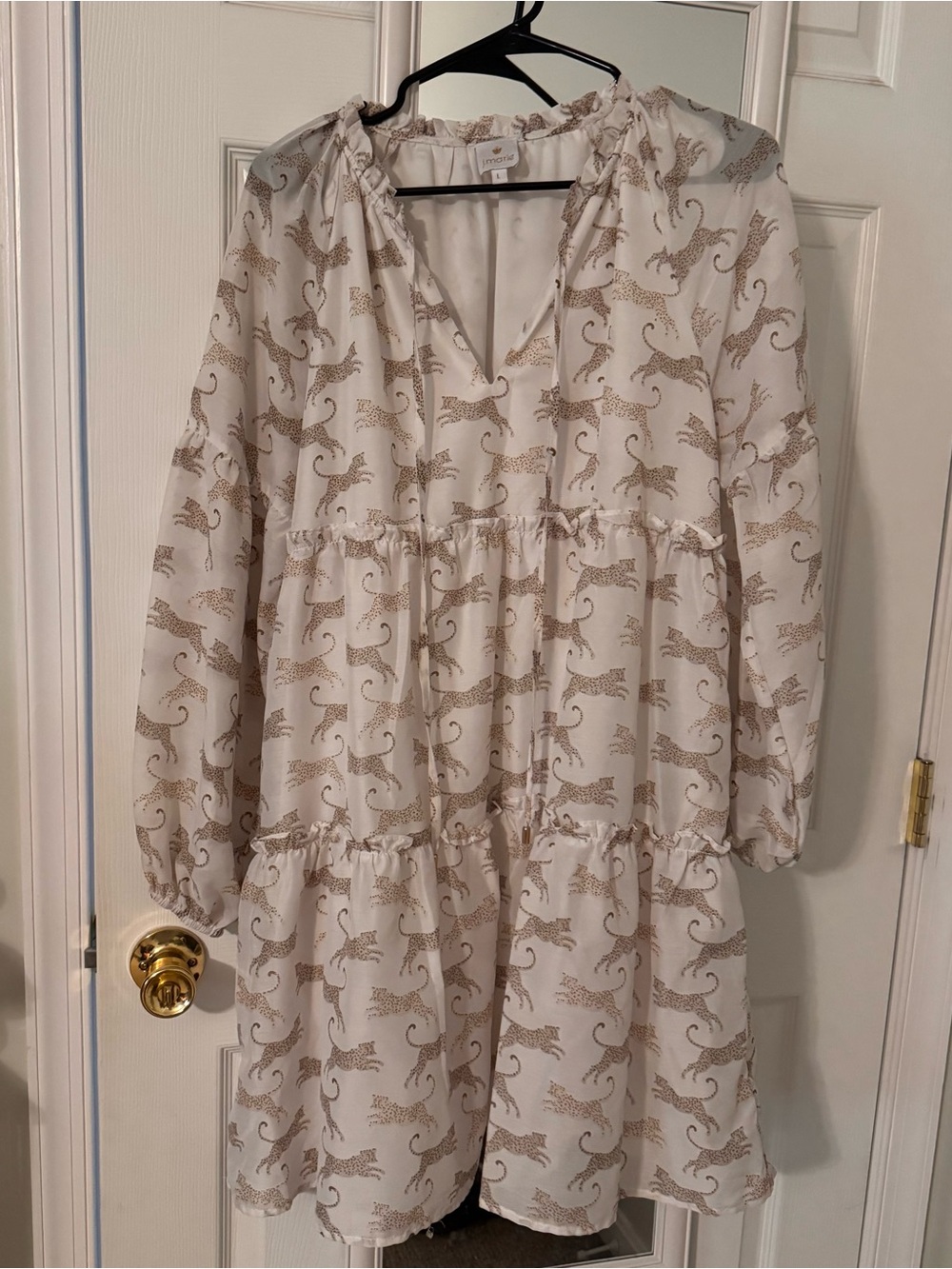 j. marie Long Sleeve Tiered Leopard Print Dress